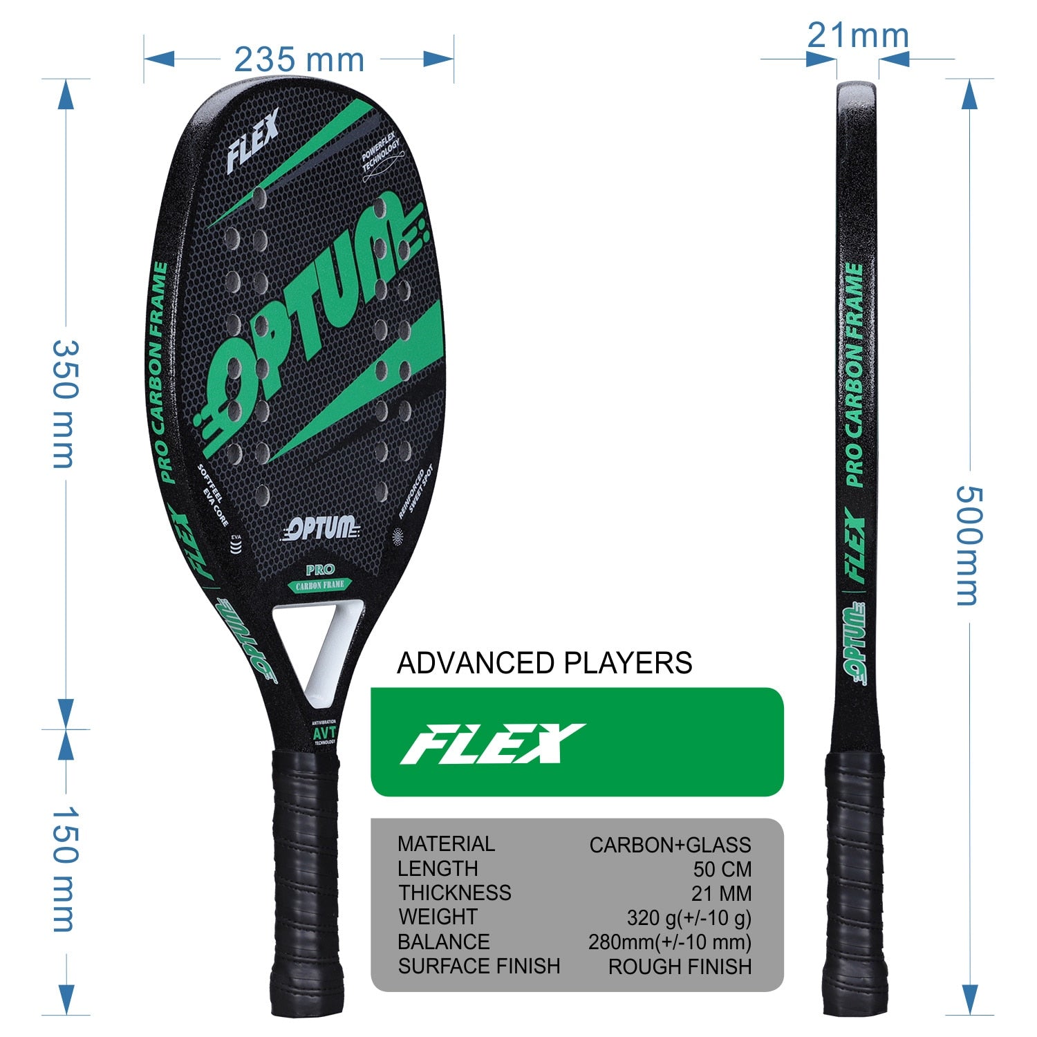 Raquete de Beach Tennis Optum Flex Pro Carbon