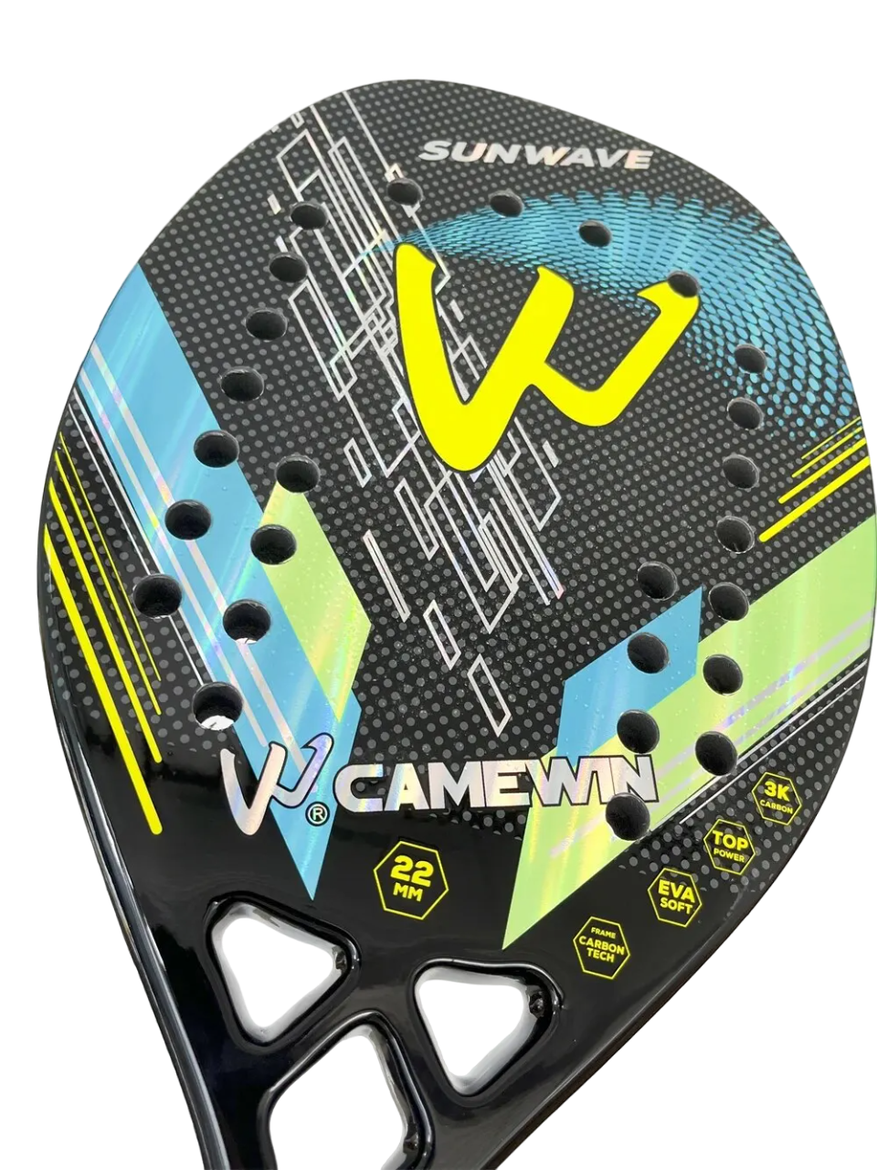 Raquete de Beach Tennis 3k Camewin Carbon Sunwave